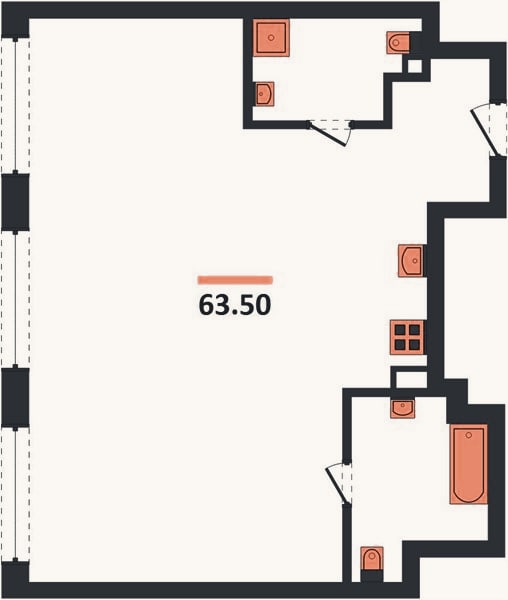Планировка: 2-к, 63,5 м²
