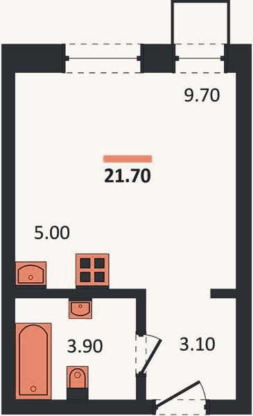 Планировка: Студия, 21,7 м²