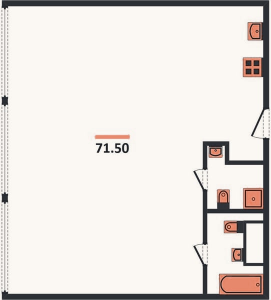 Планировка: 2-к, 71,5 м²