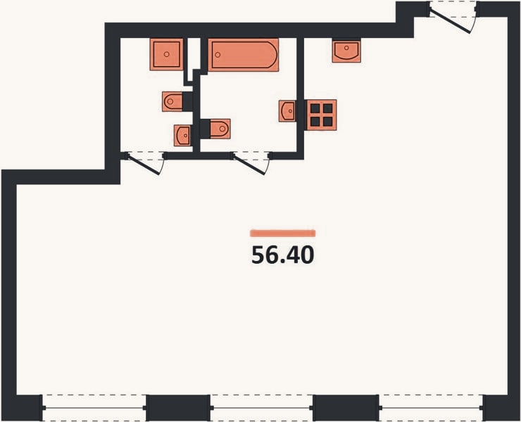 Планировка: 2-к, 56,3 м²