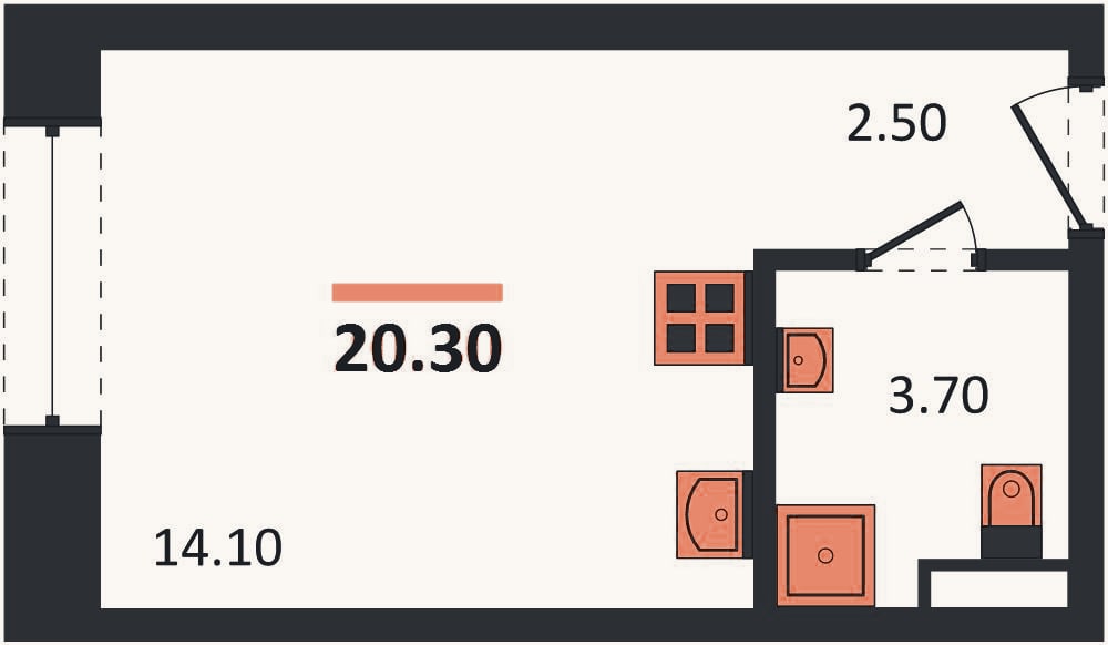 Планировка: Студия, 20,3 м²