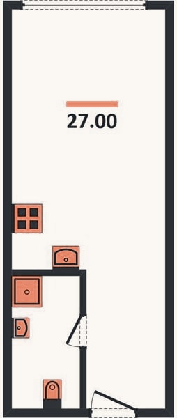 Планировка: Студия, 27 м²