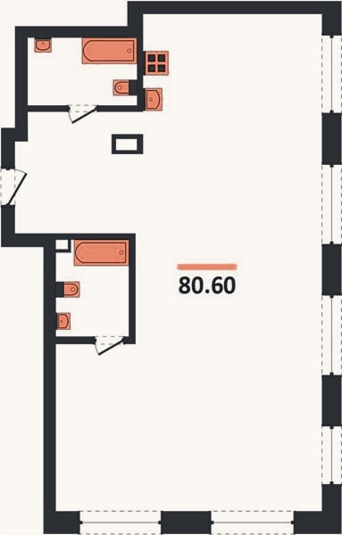 Планировка: 3-к, 80,6 м²
