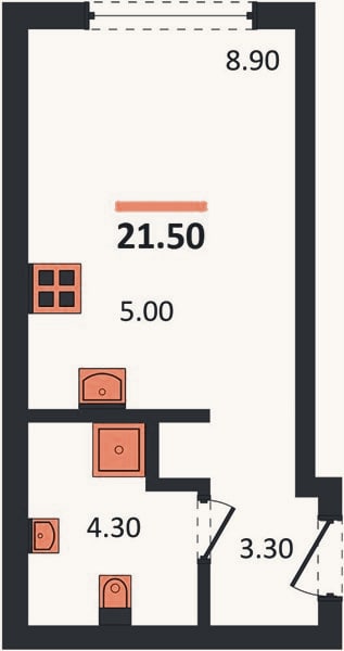 Планировка: Студия, 21,5 м²