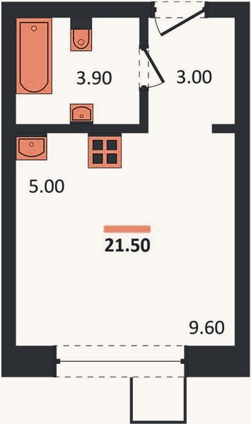 Планировка: Студия, 21,5 м²