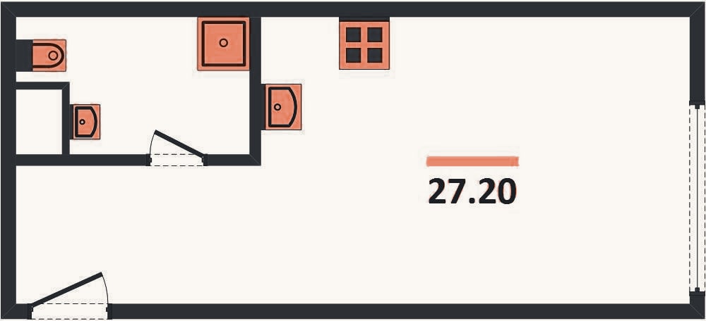 Планировка: Студия, 27,2 м²