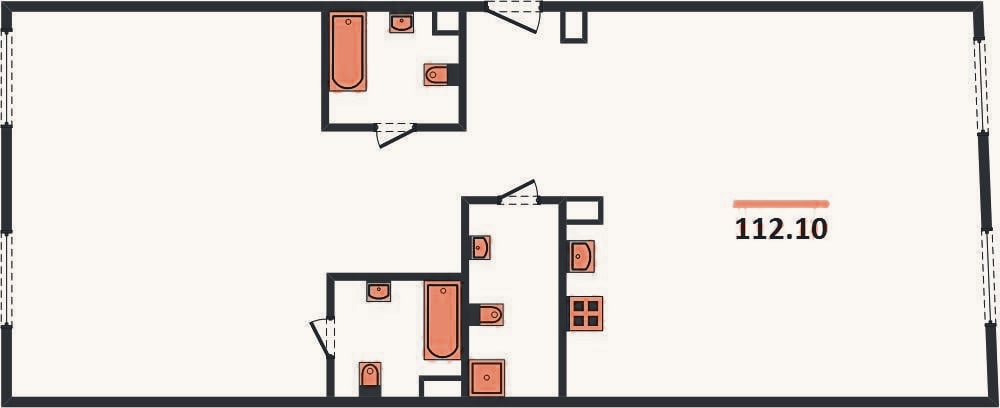 Планировка: 2-к, 112,1 м²