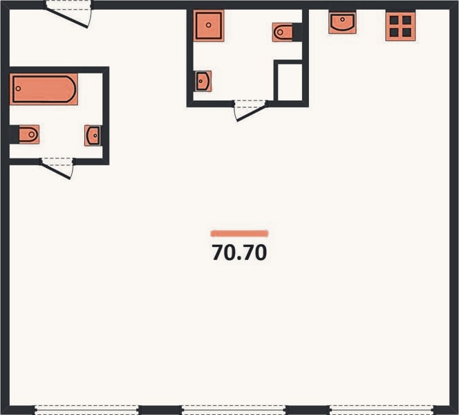 Планировка: 2-к, 70,7 м²