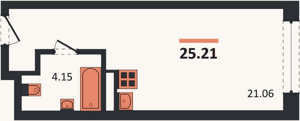 Планировка: Студия, 25,2 м²