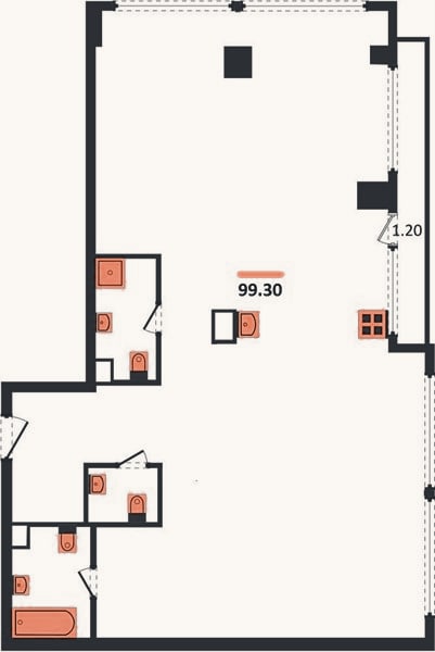 Планировка: 3-к, 99,3 м²