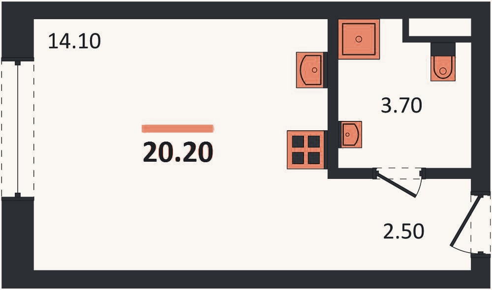 Планировка: Студия, 20,2 м²