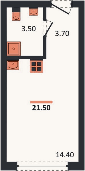 Планировка: Студия, 21,5 м²