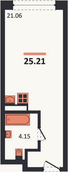 Планировка: Студия, 25,2 м²