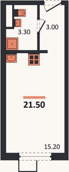 Планировка: Студия, 21,5 м²