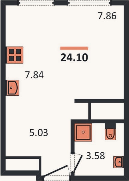 Планировка: Студия, 24,1 м²