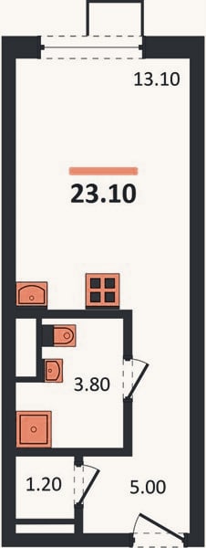 Планировка: Студия, 23,1 м²