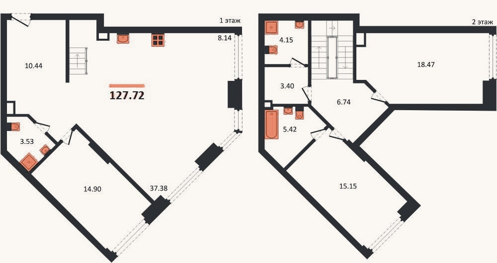 Планировка: 3-к, 127,7 м²