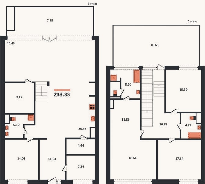 Планировка: 4+ к, 233,3 м²