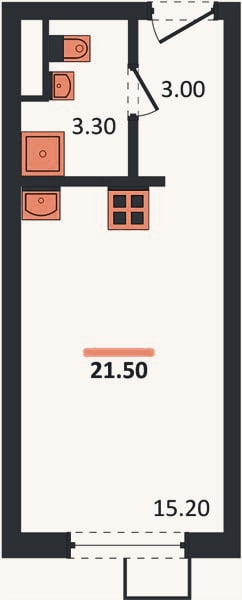 Планировка: Студия, 21,5 м²