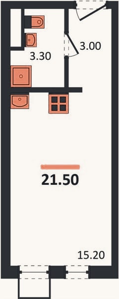Планировка: Студия, 21,5 м²