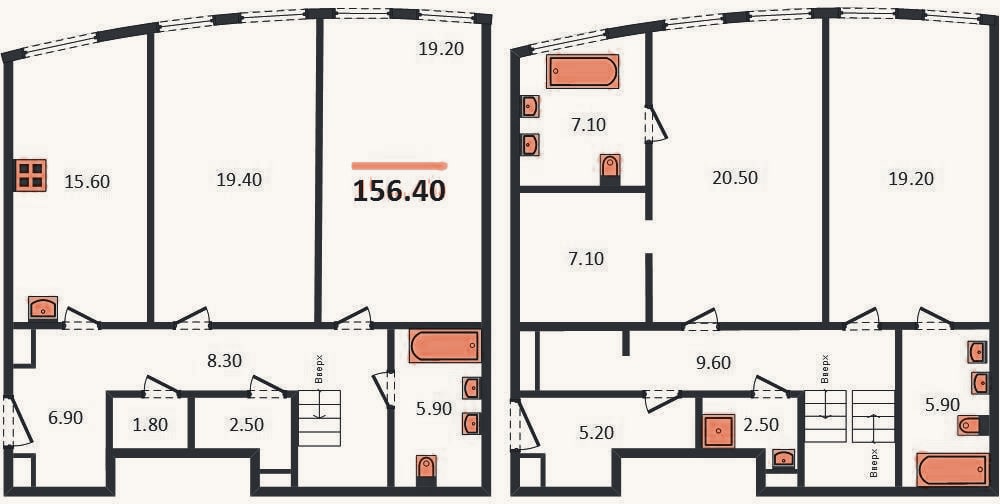 Планировка: 4+ к, 156,4 м²