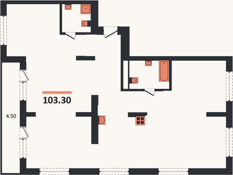 Планировка: 3-к, 103,3 м²