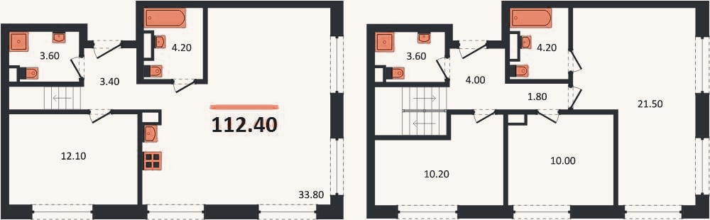 Планировка: 4+ к, 112,4 м²