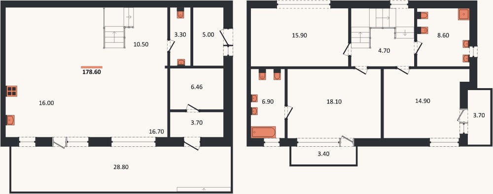 Планировка: 3-к, 178,6 м²