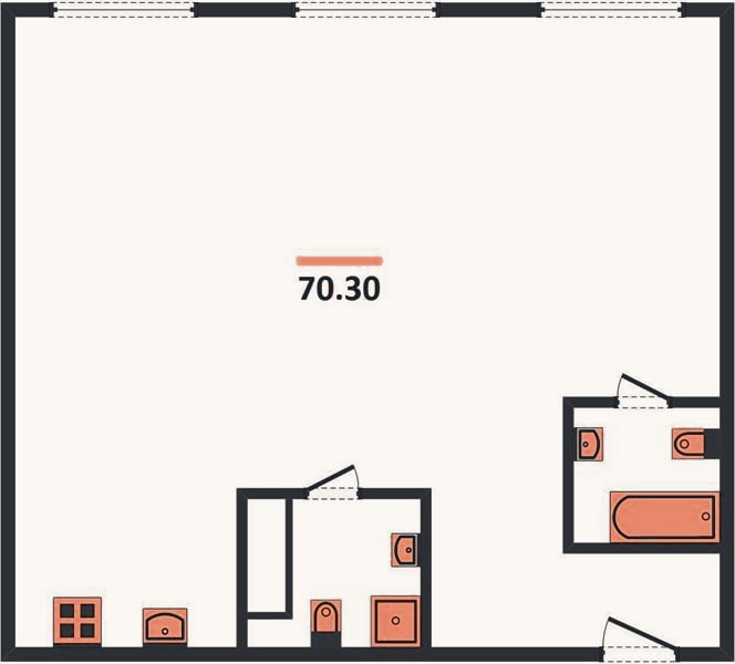 Планировка: 2-к, 70,3 м²