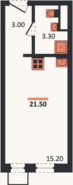 Планировка: Студия, 21,5 м²