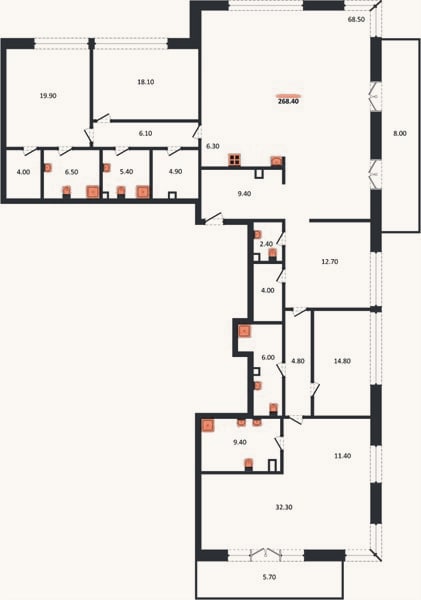 Планировка: 4+ к, 269,1 м²