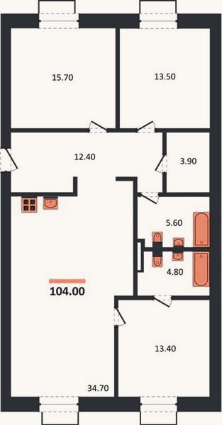 Планировка: 3-к, 104 м²