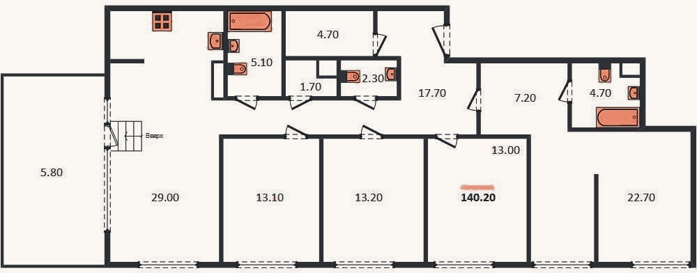 Планировка: 4+ к, 140,4 м²