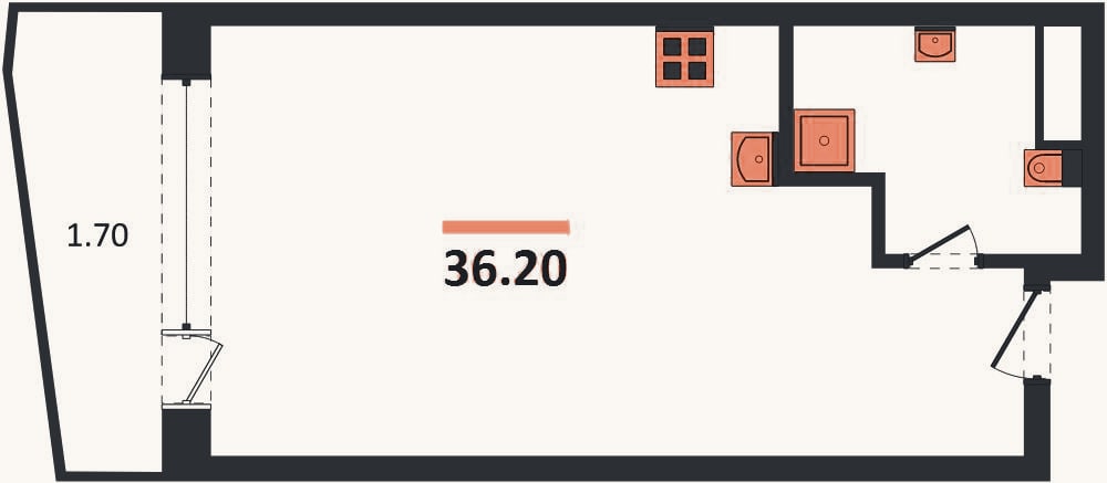 Планировка: Студия, 36,2 м²