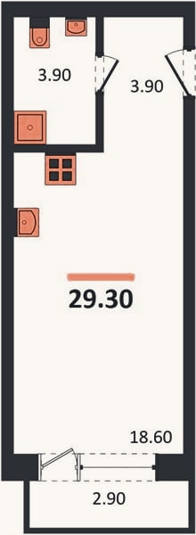 Планировка: Студия, 29,3 м²