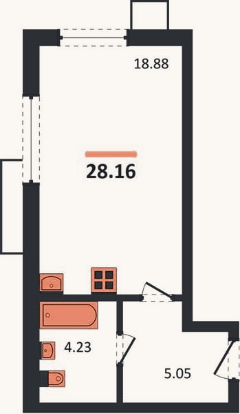 Планировка: Студия, 28,2 м²