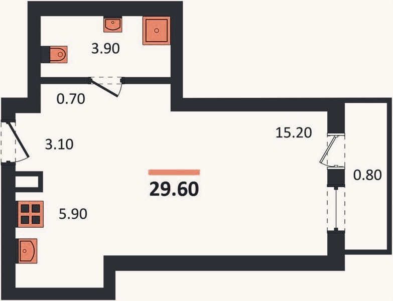 Планировка: Студия, 33,2 м²