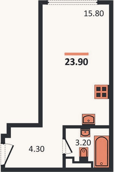 Планировка: Студия, 24,4 м²