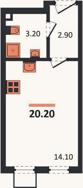 Планировка: Студия, 20,2 м²
