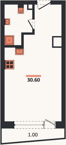 Планировка: Студия, 29,7 м²