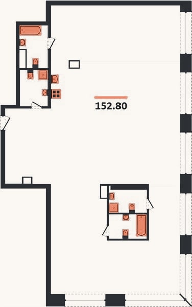 Планировка: 3-к, 152,8 м²