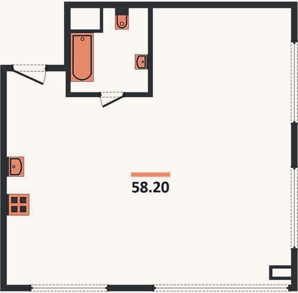 Планировка: 2-к, 58,2 м²