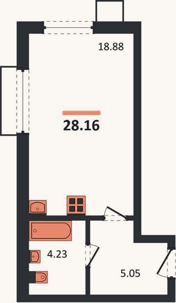 Планировка: Студия, 28,2 м²