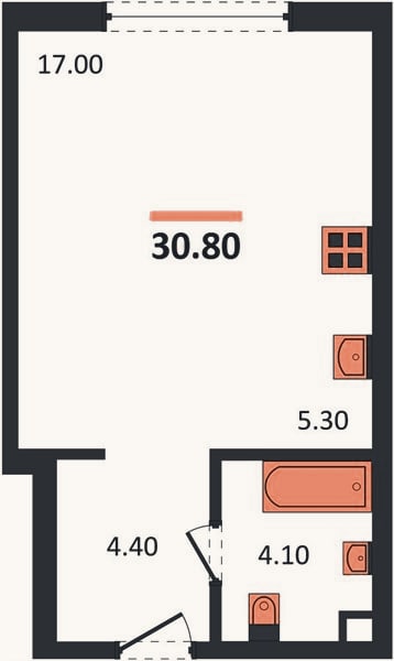 Планировка: Студия, 30,8 м²