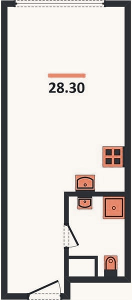 Планировка: Студия, 28,3 м²