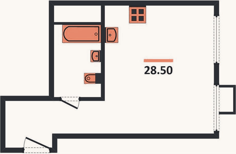 Планировка: Студия, 28,5 м²
