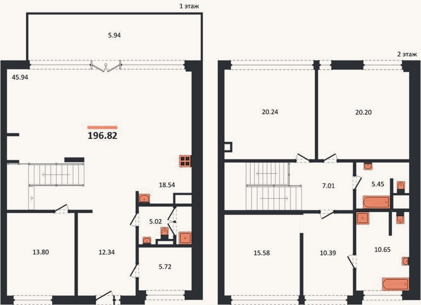 Планировка: 4+ к, 196,8 м²