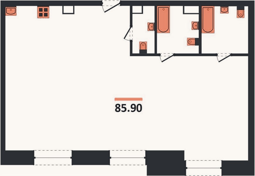 Планировка: 2-к, 85,9 м²