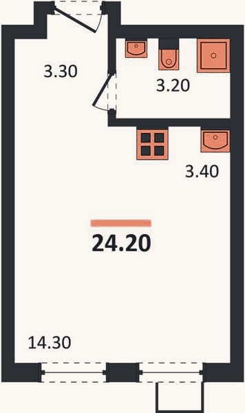 Планировка: Студия, 24,2 м²