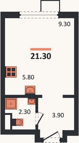 Планировка: Студия, 21,2 м²
